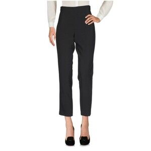 HANITA Women's Black Stretch High Waist Flat Front Ankle Pants Sz 12/48 Italy